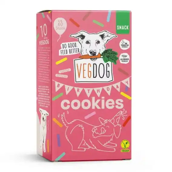 Tylko do końca tygodnia VEGDOG Birthday Cookies – ciasteczka urodzinowe dla psa – 400g
